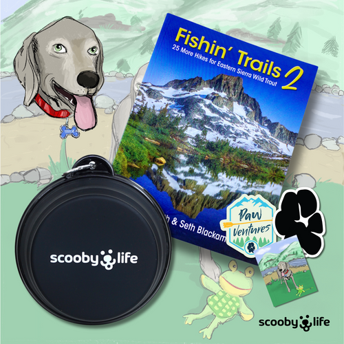 Scoobylife XL Black Collapsible Dog Bowl & Fishin' Trails 2 - 25 More Hikes for Eastern Sierra Wild Trout Book Gift Set